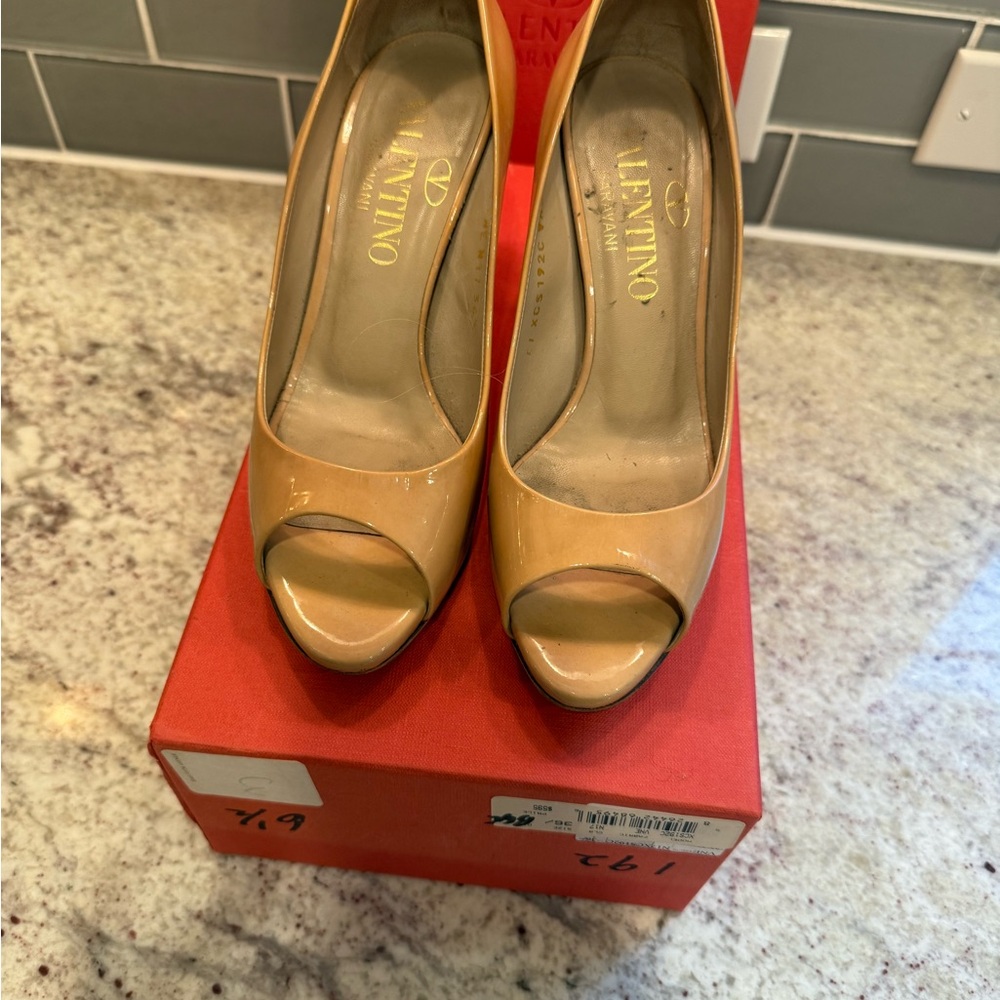 Valentino Women's Beige Peep-Toe Heels